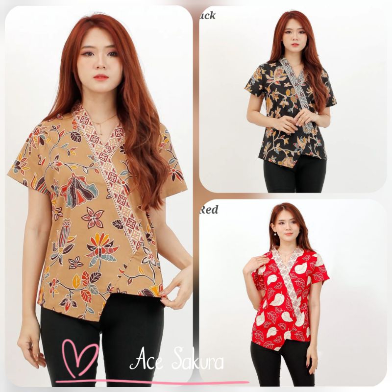 BLOUSE ROSI BATIK MODERN ATASAN WANITA KERJA KANTOR 253 BAJU CEWEK MURAH