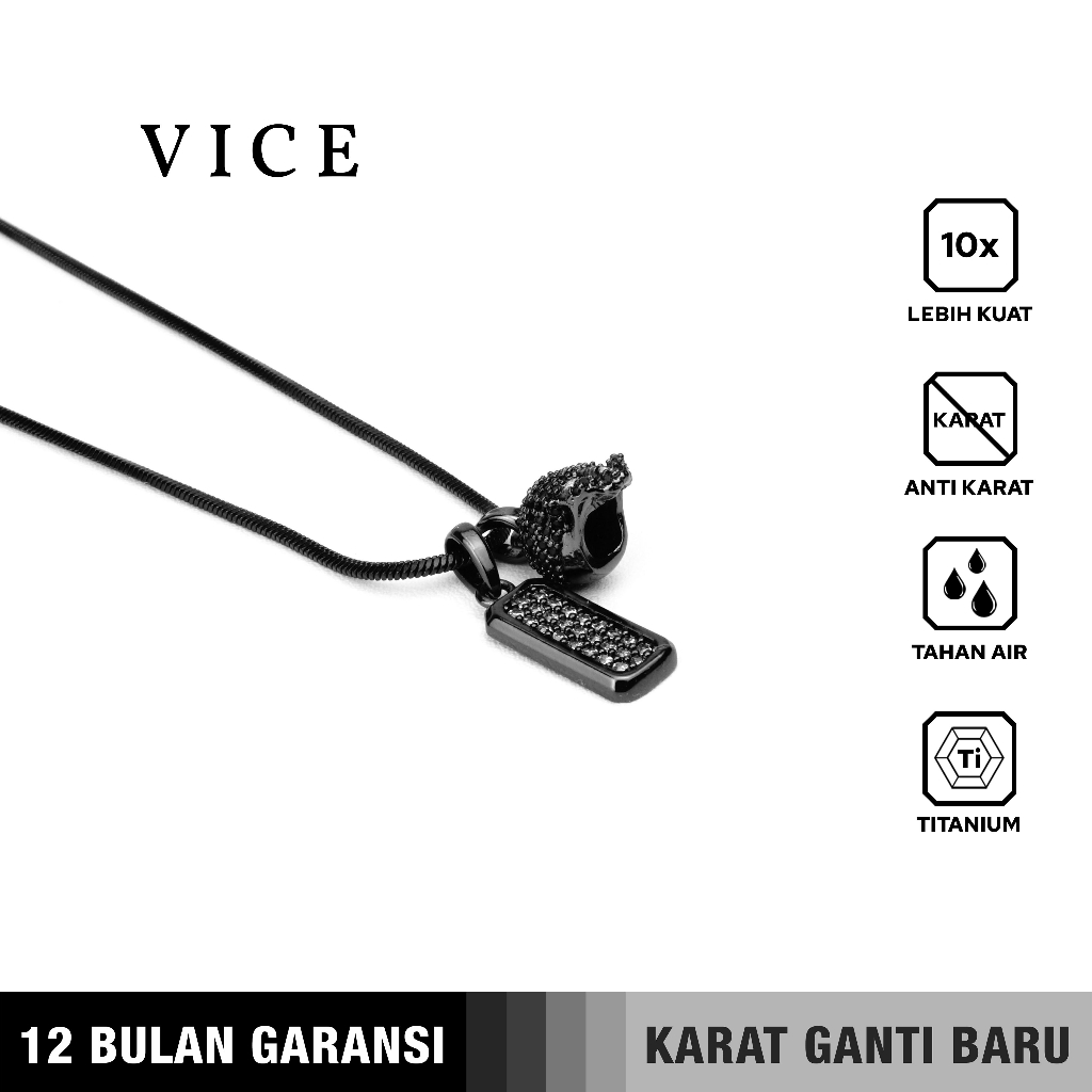 Emrys Liontin Set VICE Titanium Anti Karat Kalung Titanium Pria Wanita