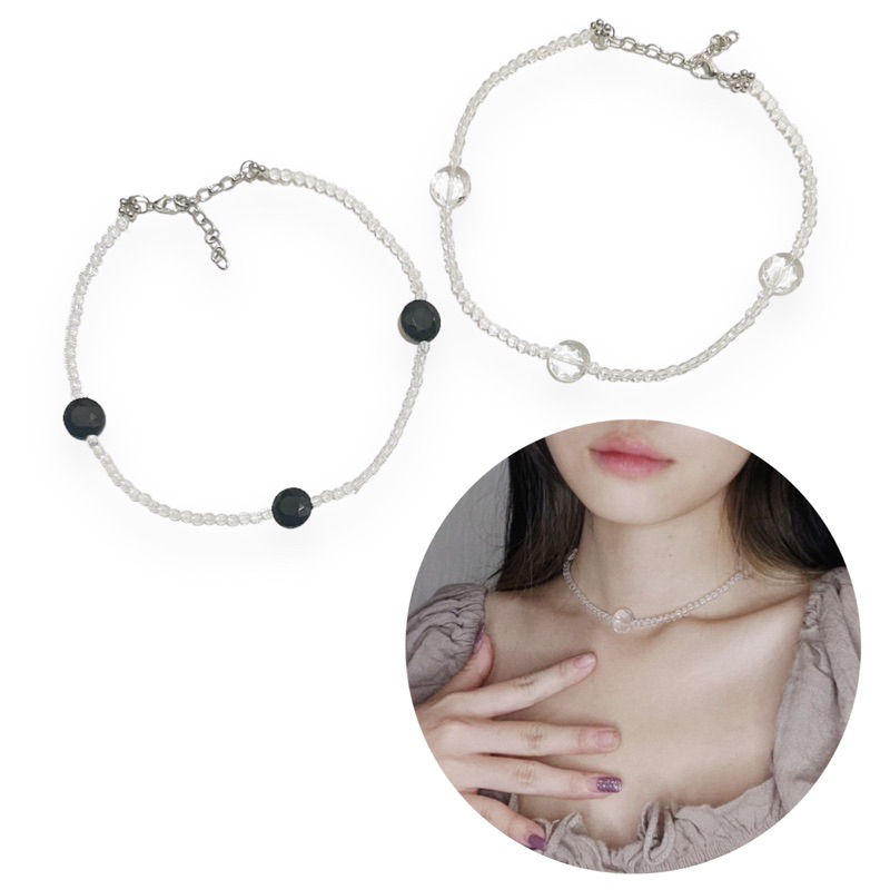 Nadine Crystal Acrilic Round Choker Kalung Wanita Kristal Akrilik