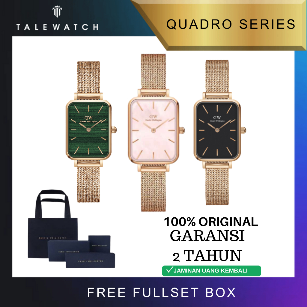 [100% ORIGINAL] Daniel Wellington Quadro Jam Tangan Wanita Stainless Steel Free Box