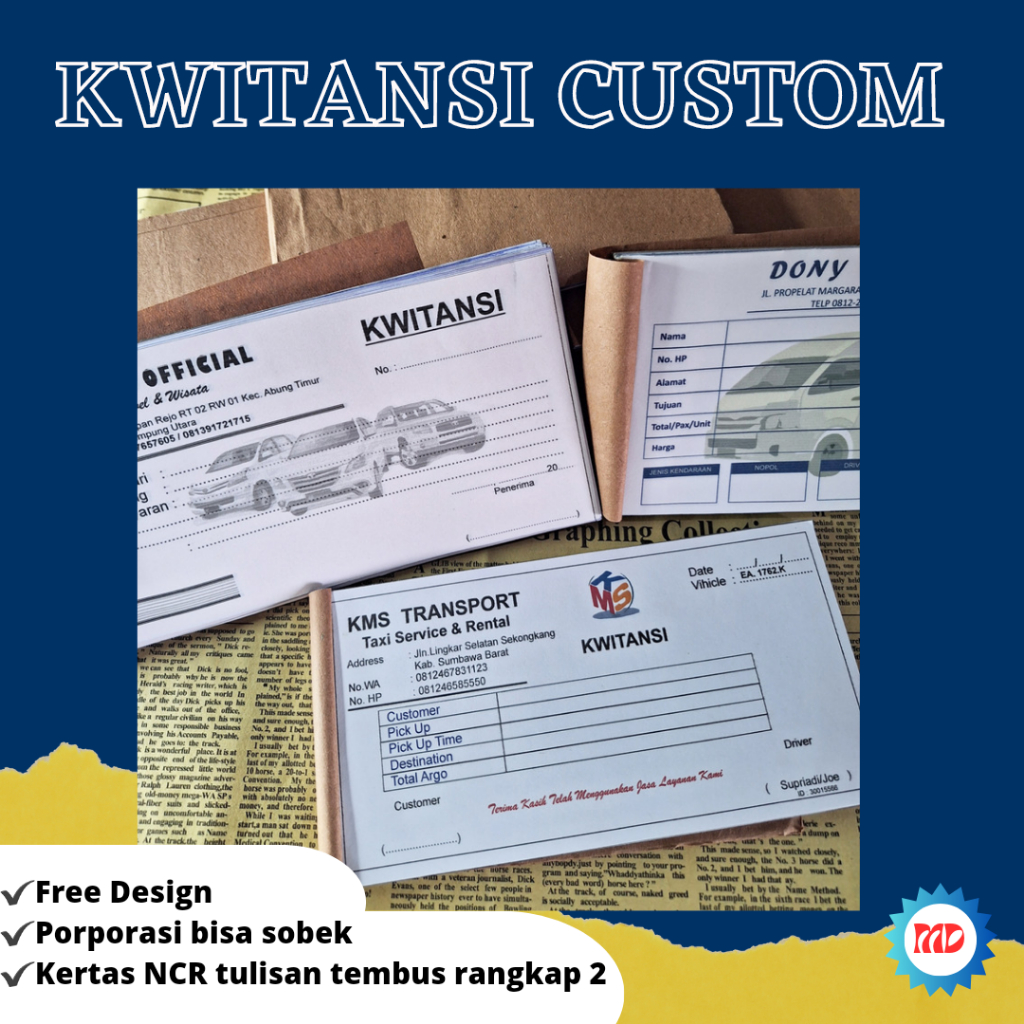 KWITANSI CUSTOM 2 RANGKAP 1/3 FOLIO FREE DESAIN