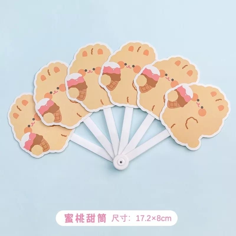 Kipas Tangan Lipat Korea Aesthetic Karakter Lucu Unik 6 Daun