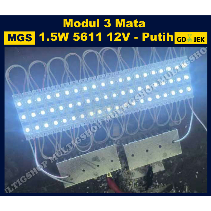 100Pcs LED Modul 3 Mata 1.5W 5611 12V - Putih