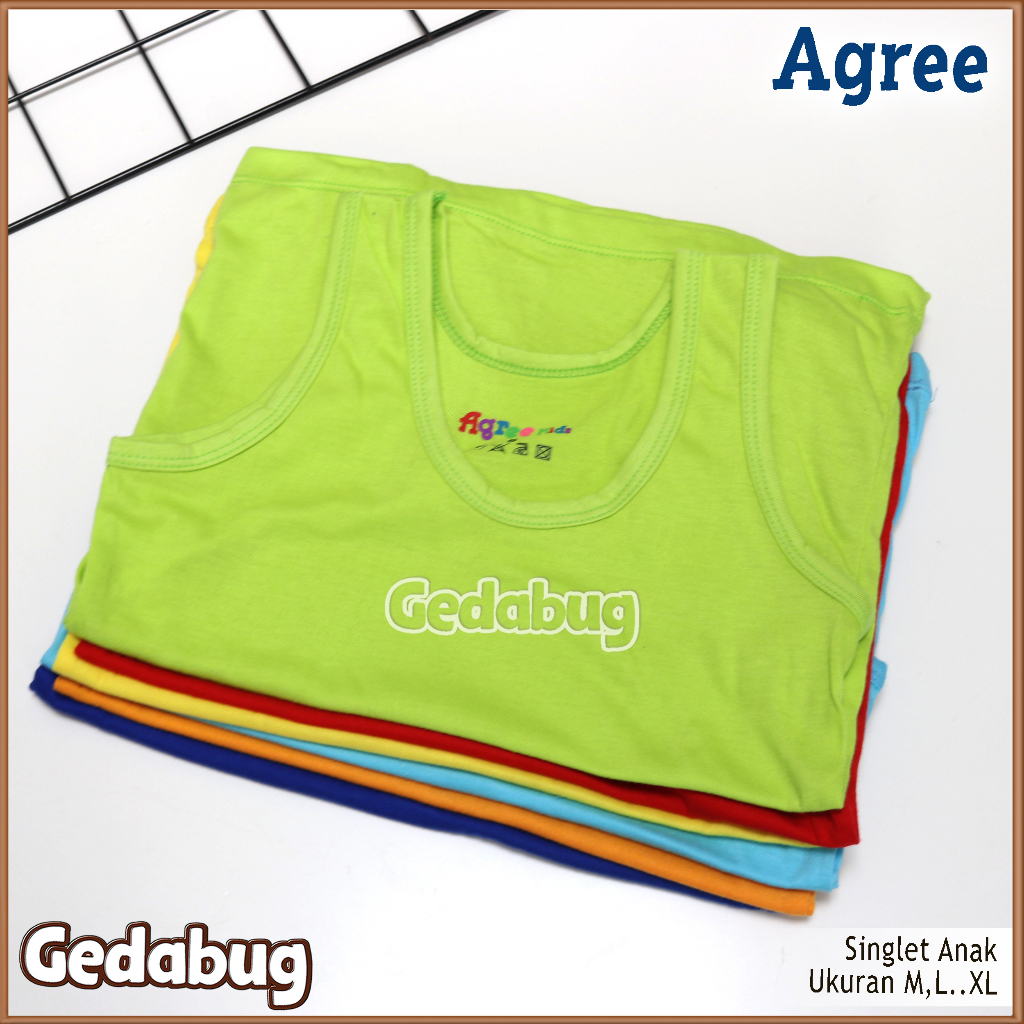 3 pcs - Singlet Agree  art SA 002 / Kaos Kutang Warna AnakKatun Serap Keringat Agree Kids