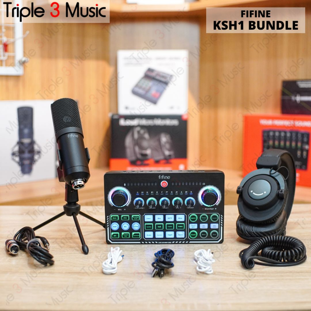 FIFINE KSH1 Live Streaming Bundle Mixers Soundcard | Paket Podcast