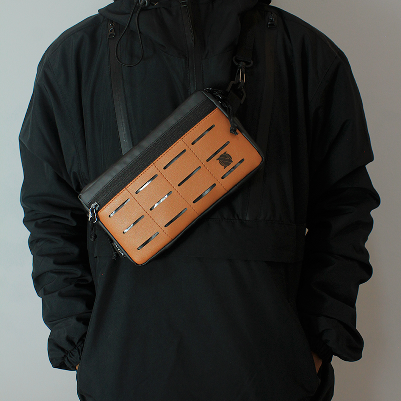 ZARO Clutch Hand Bag Orange Black Multifungsi Bahan Bimo Nilon Waterproof