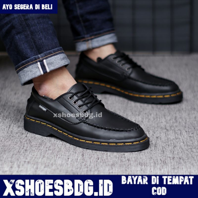 Sepatu Docmart Pria Kulit Original Formal Casual Pantofel Kerja Kuliah Main Kondangan Hitam Dinas Resmi