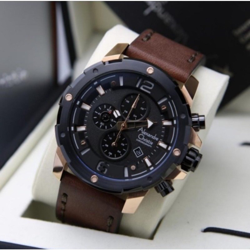 JAM TANGAN PRIA ALEXANDRE CHRISTIE AC 6410 / AC6410 LEATHER ORIGINAL