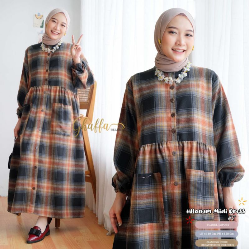 HANUM MIDI #7 BY TULUS SIGNATURE / MIDI DRESS KOTAK-KOTAK / Gamis bahan flanel premium