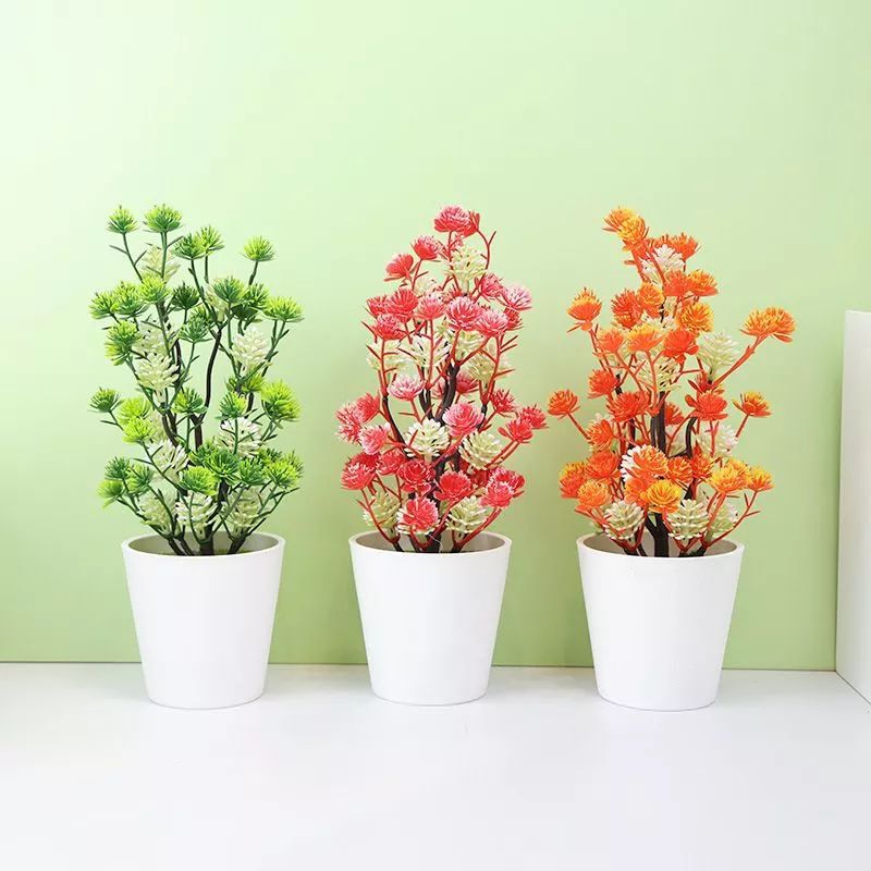 Bunga Cemara Kecil Tanaman Hias Artificial Bunga Plastik Dekorasi Rumah Import
