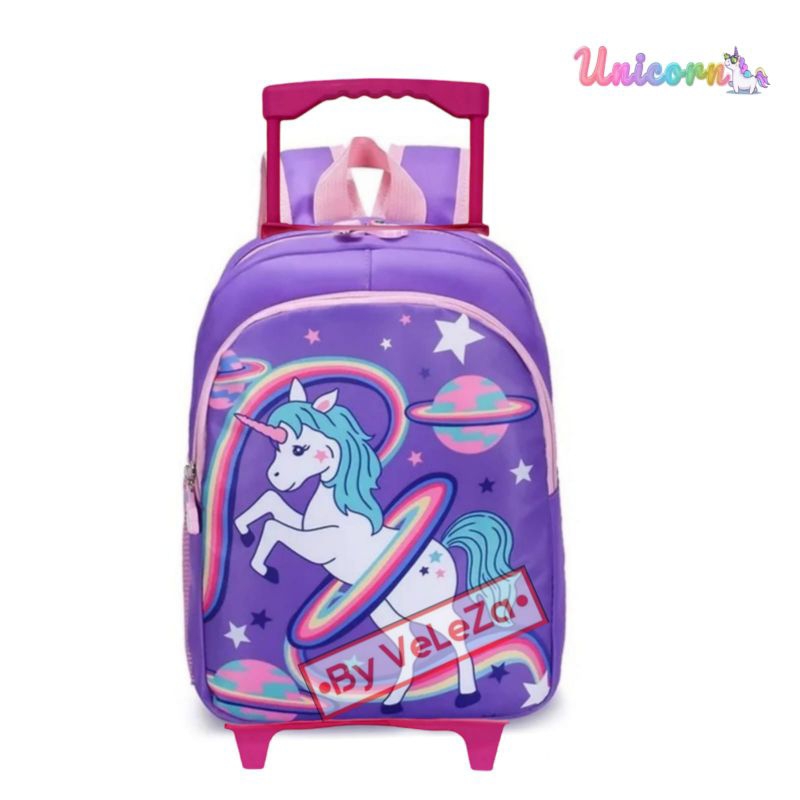 Tas ransel troli anak unicorn canvas PAUD TK - tas anak