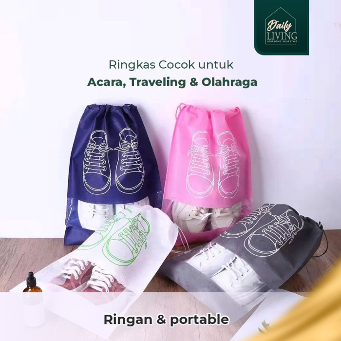 SHOES BAG WATERPROOF - Tas Serut Sepatu Sendal Anti Air Serbaguna - Daily Living