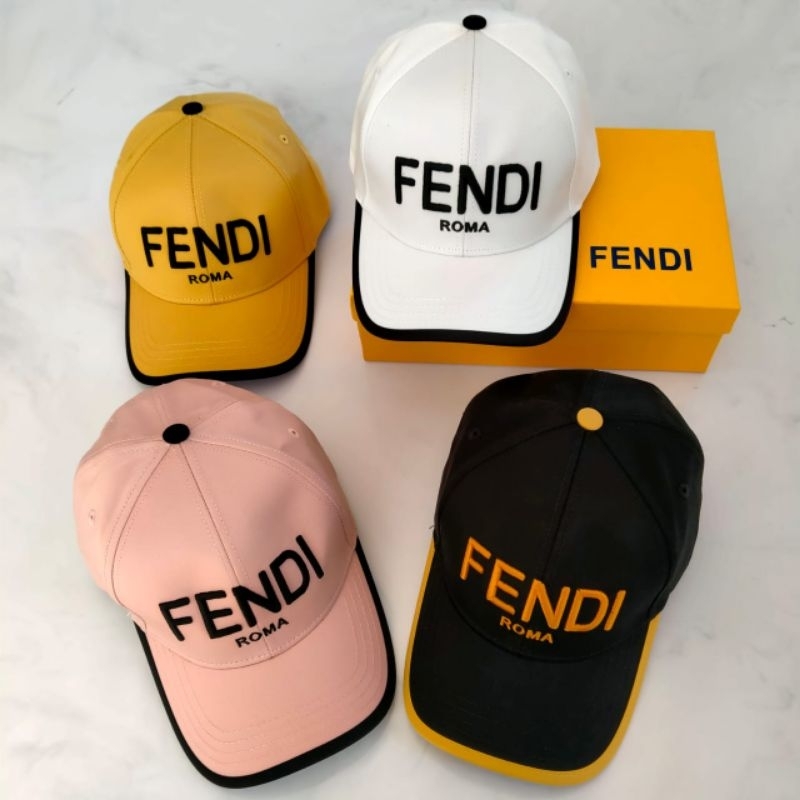 topi fendi branded topi pink putih