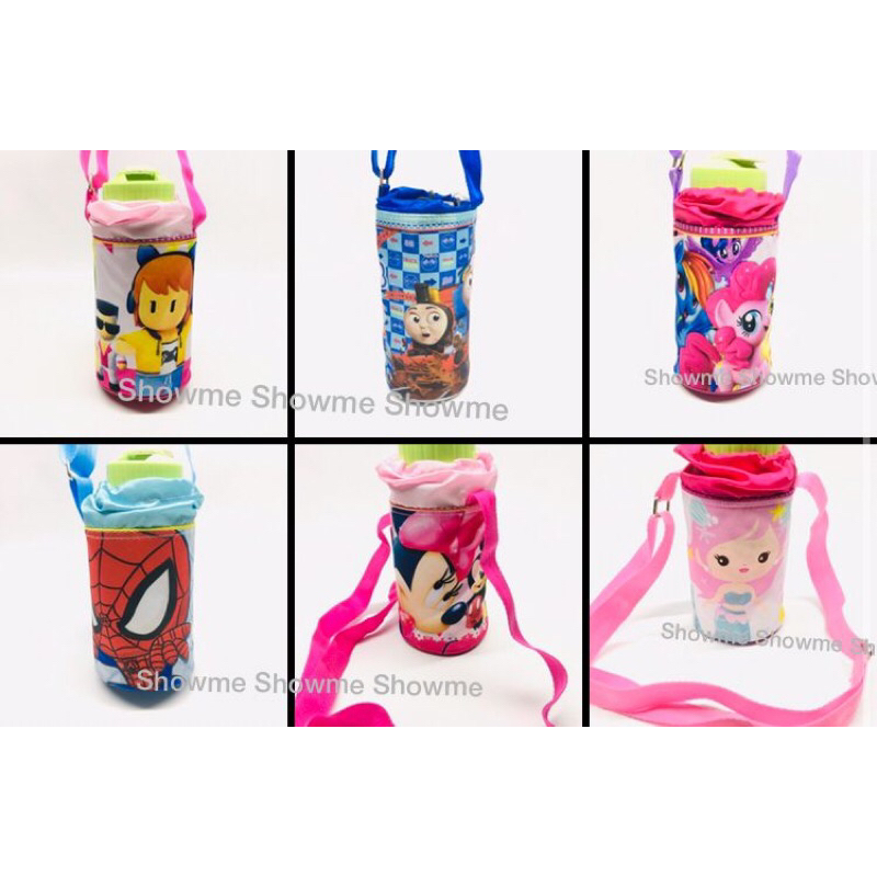 Showme tas botol minum anak sekolah karakter premium cetakan anti luntur MEMRMAID CUTE PINK