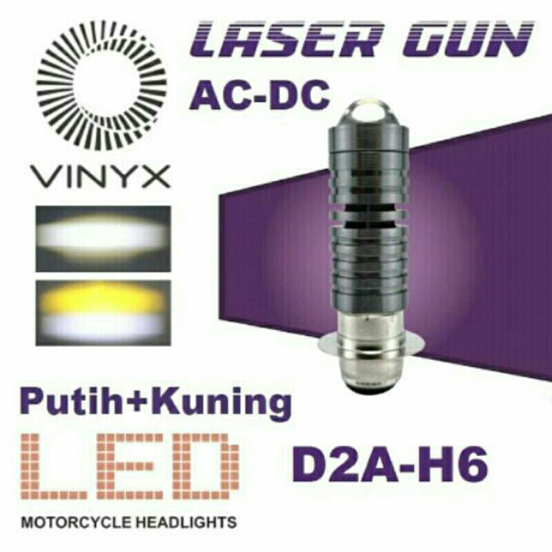 led h6 / lampu led h6 laser / lampu depan motor bebek  , beat , vario  ac-dc 2 warna putih - kuning