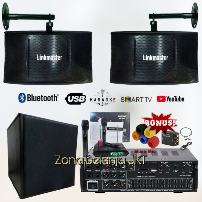PAKET SOUND KARAOKE SET SPEAKER LINKMASTER 10 INCH + SUBWOOFER 12 INCH ORIGINAL TERMURAH BERKUALITAS