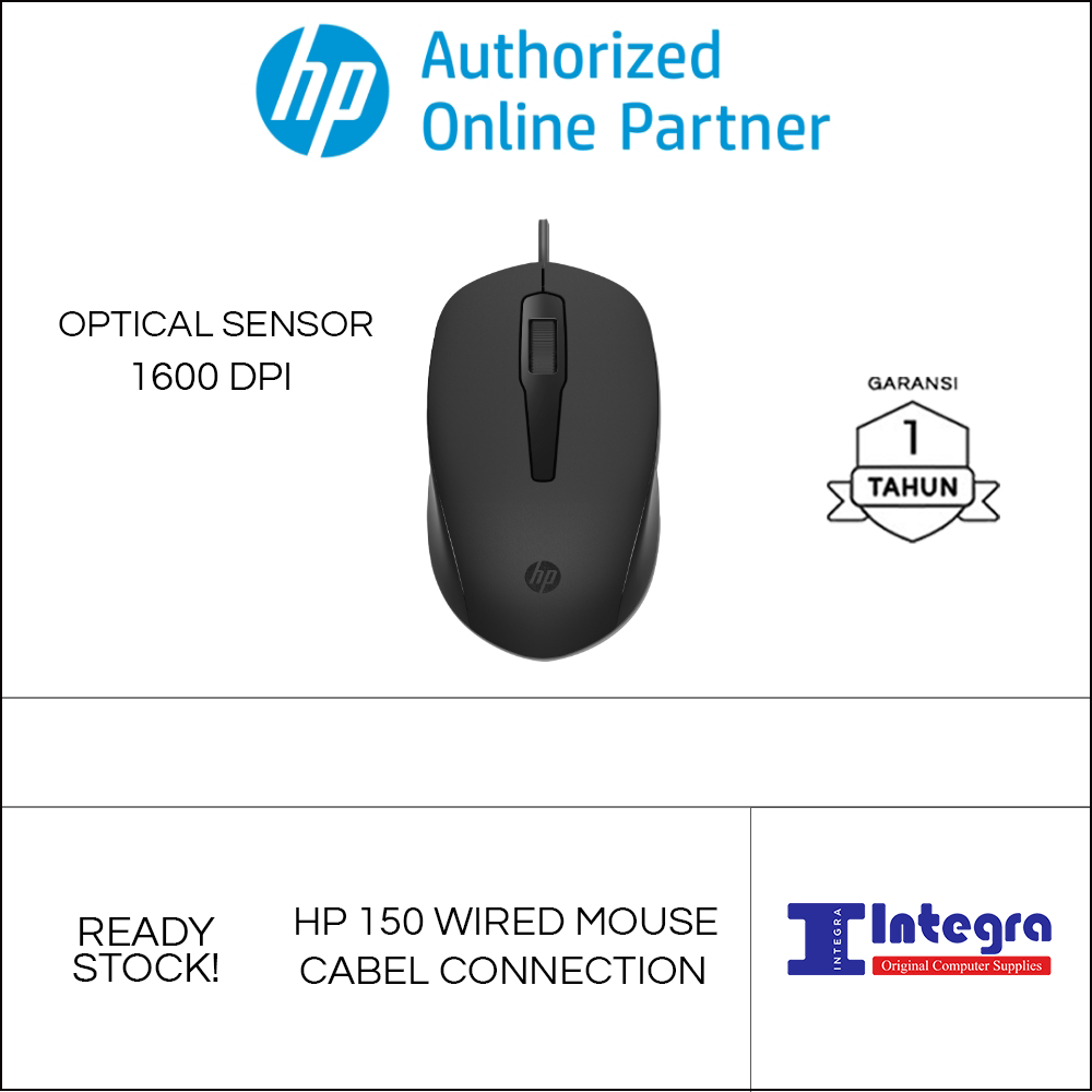 HP 150 Wired Mouse Kabel USB Connection 1600 dpi