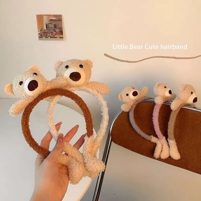 Bando anak perempuan wanita korea fluffy bear rabbit impor Bandana anak korea