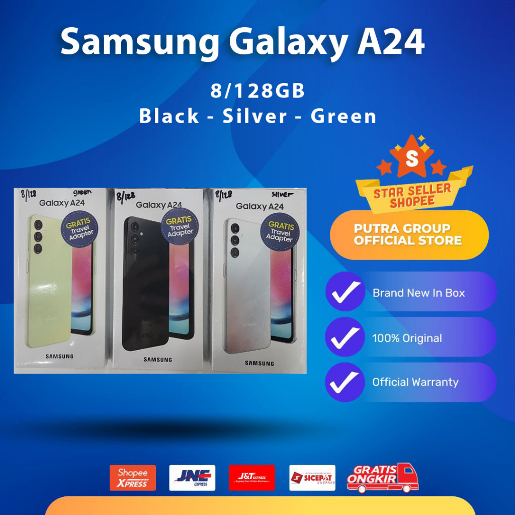 (RESMI) Samsung Galaxy A24 8/128GB 128 GB 4G LTE Black Silver Green SEIN