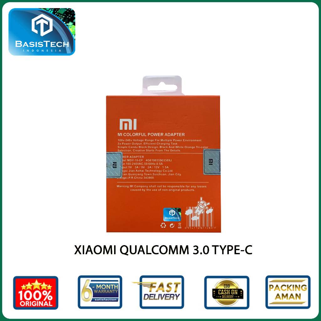 CHARGER XIAOMI 18W 3A TYPE C MDY-10 FAST CHARGING ORIGINAL QUALITY