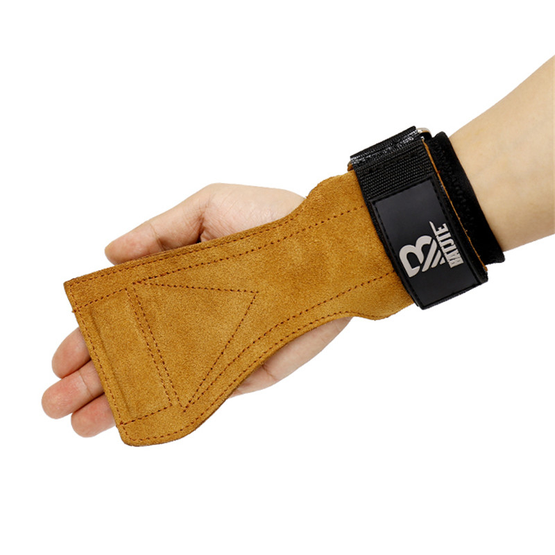 Leather Strap Wrist Wrap Support Weightlifting Angkat Beban Grip Gym