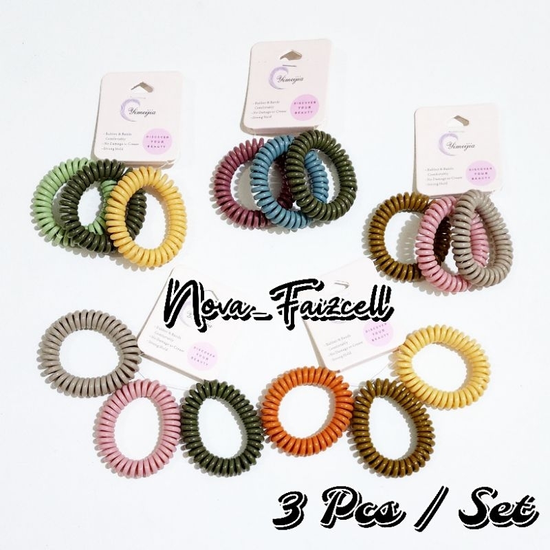 3pcs / Set - Ikat Rambut Spiral Lebat Premium Karet Korea remaja