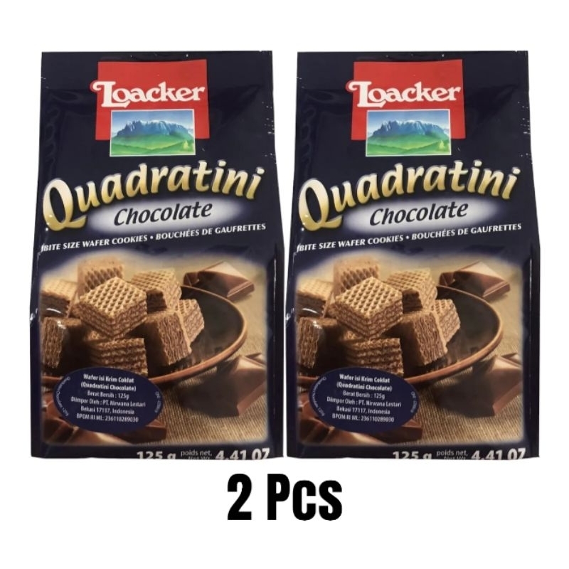 

Loacker Wafer Quadratini Chocolate | Coklat | Kokoa 2 × 125 gr