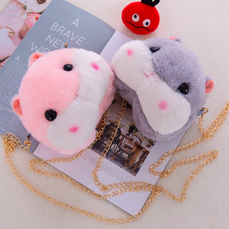 REALPIC IMPORT Jepang Kawaii Hamster HAMTARO Plush Toy Boneka Selempang Kartu Tas Bahu Dompet Koin Kantong Dompet Anak Gadis Mainan Hadiah Ulang Tahun