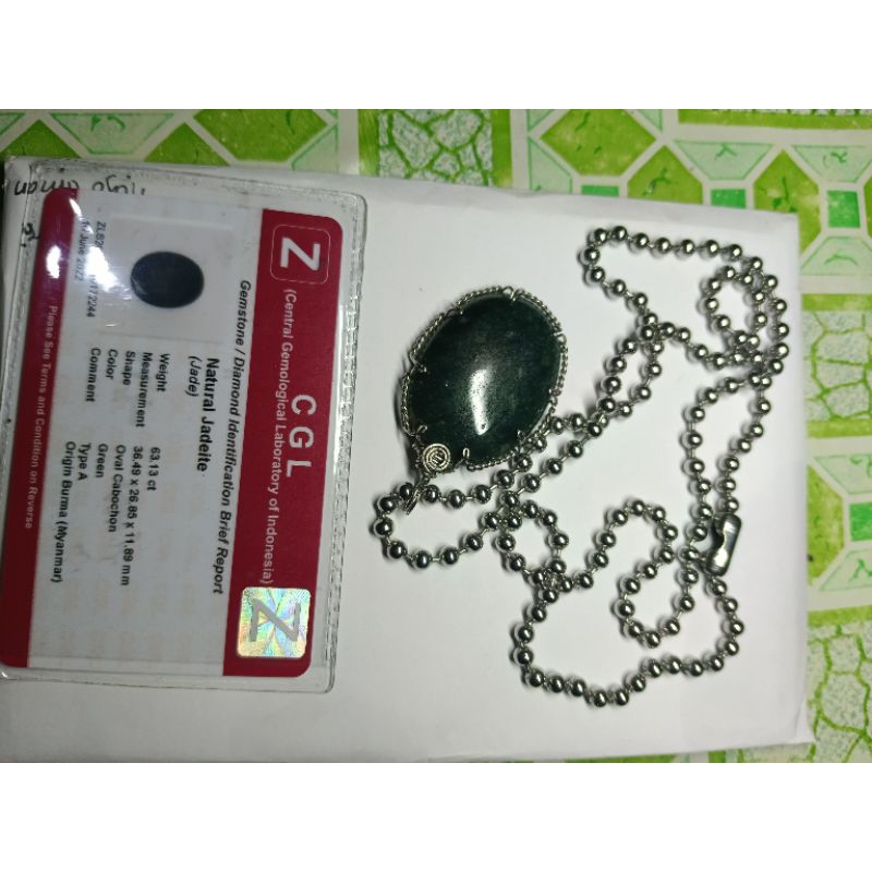 Batu giok Burma plus memo CGL