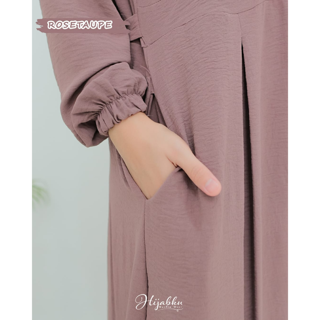 Dress SELLA mix renda dan tile By Hijabku cringkle premium dress wanita terbaru kekinian