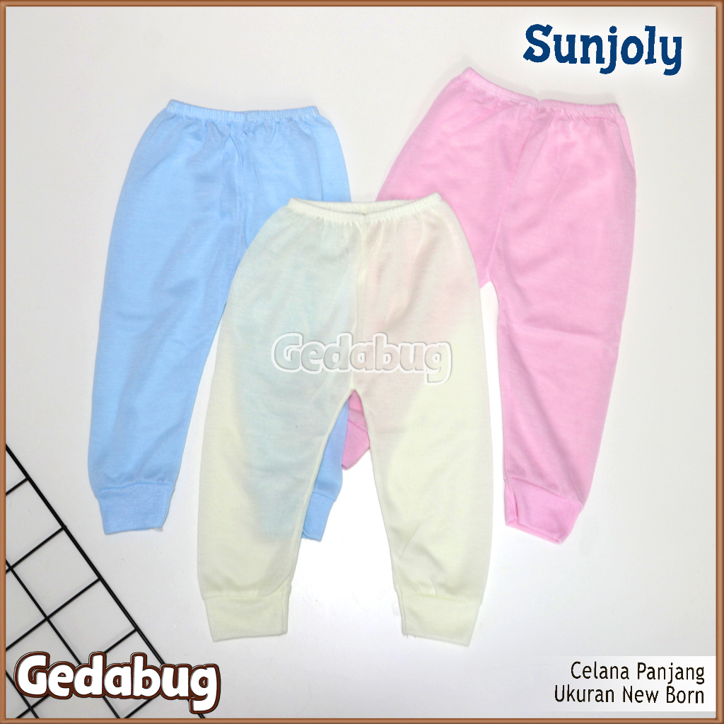 6 Pcs - Celana Panjang Sunjoly Polos | Celana panjang Buka kaki Karet Rib | Gedabug