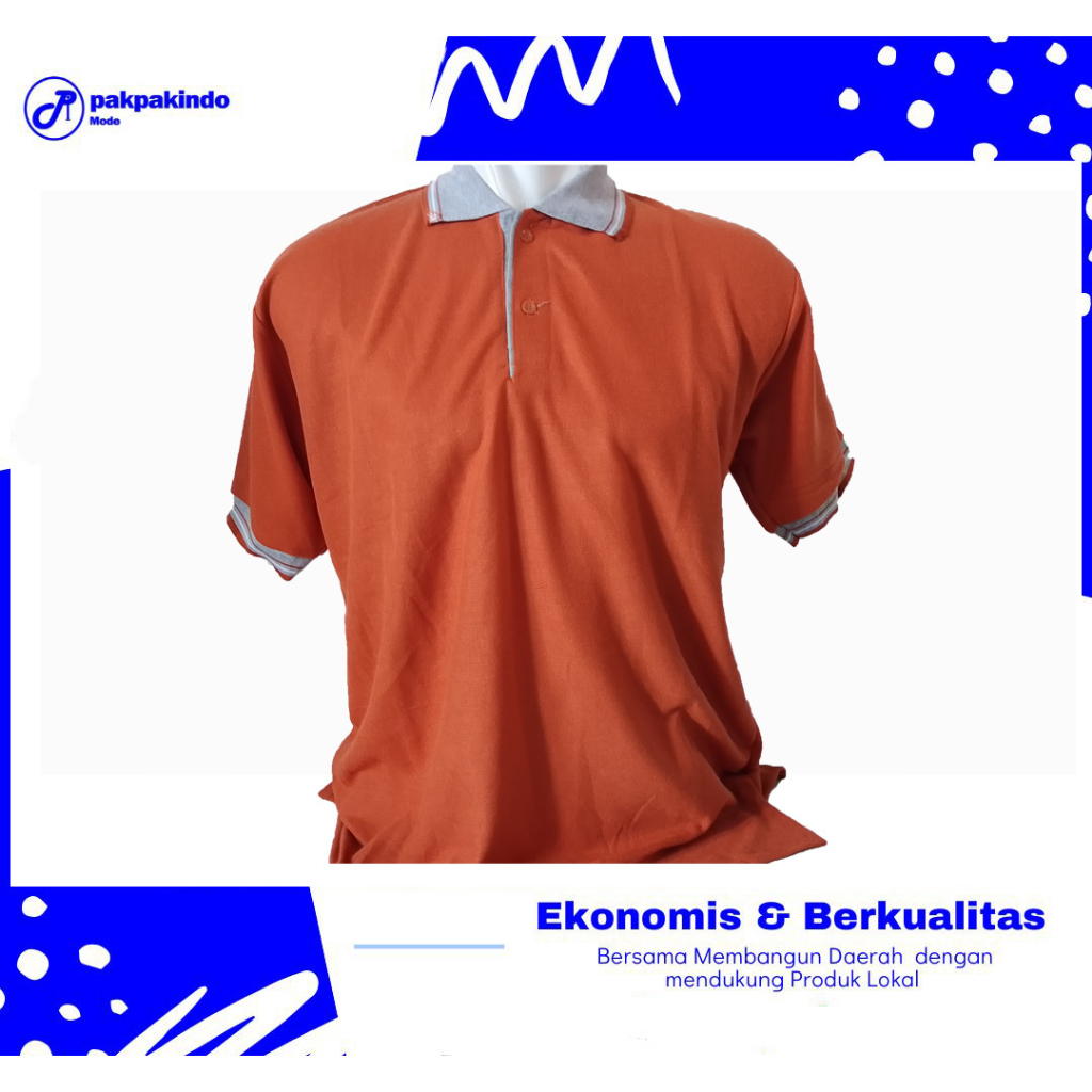 BAJU KAOS POLO POLOS MERAH BATA KERAH ABU LENGAN PENDEK PRIA WANITA TERBAIK TERLARIS