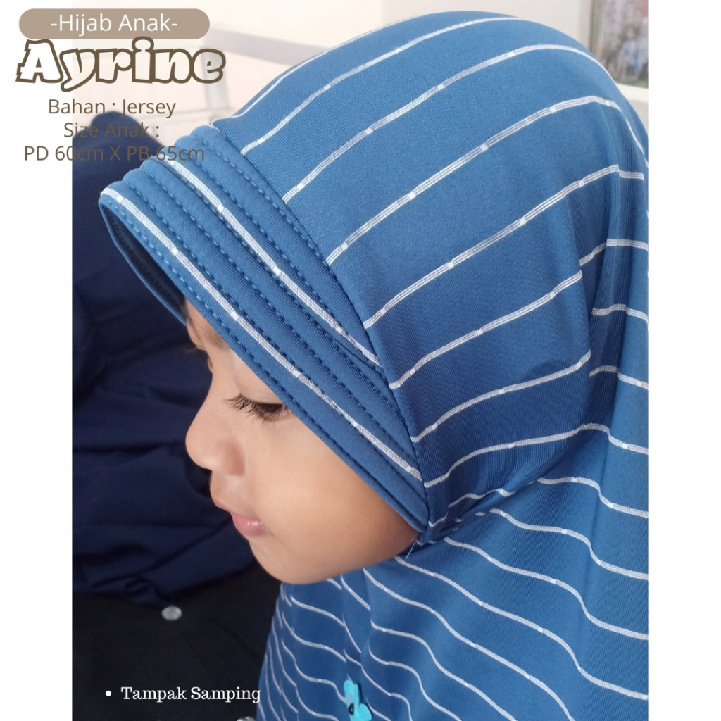 Bergo Anak Murah Hijab Anak 3-6thn Motif Salur  - Bahan Jersey Nyaman Dipakai | Bisa Cod