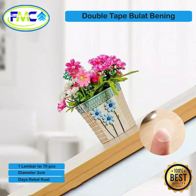 Double Tape Bulat Bening Transparan Magic Tape Dua Sisi Super Kuat Serbaguna Lem Titik Glue Balon Baloon Dekorasi Rumah