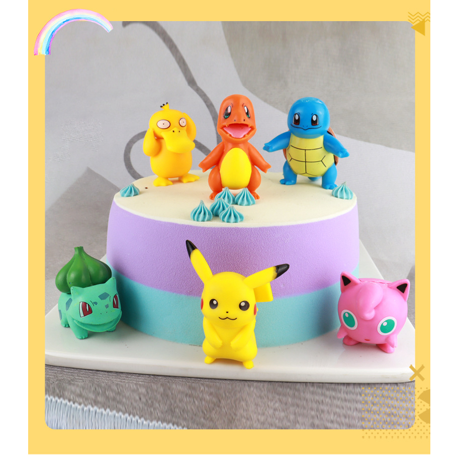 Pokemon 6-pcs set PVC padat Pokemon Pokemon naga bernapas api boneka mainan dekorasi kue