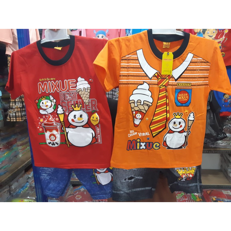 SETELAN BAJU ANAK / KIDS MIXUE KEKINIAN BEST SELLER UMUR 3-9 THN