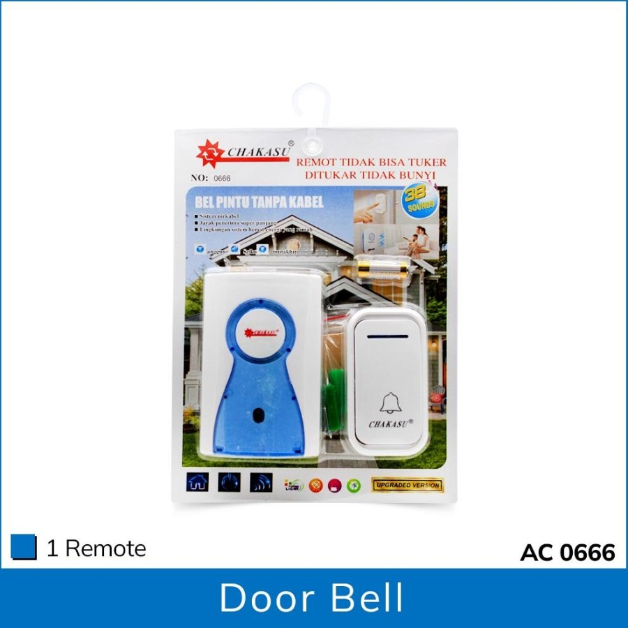 Bell Wireless 1 Tombol Chakasu / Bel Pintu Alarm Rumah Pakai Baterai