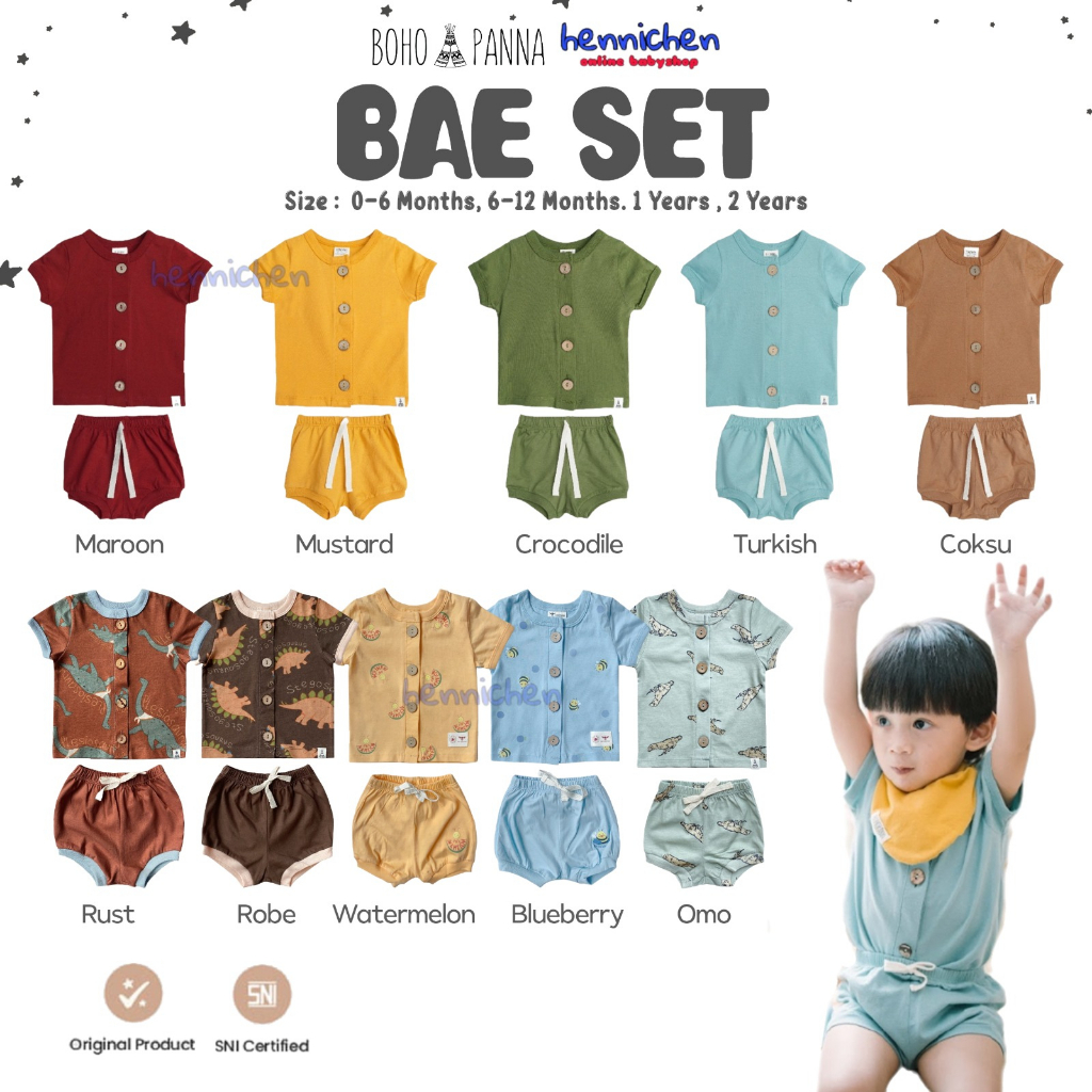 BOHO BABY BAE SET MOTIF PRINT SETELAN PIYAMA ANAK PENDEK BAJU ANAK BAJU SETELAN ANAK BOHOBABY BOHOPANNA PART 2