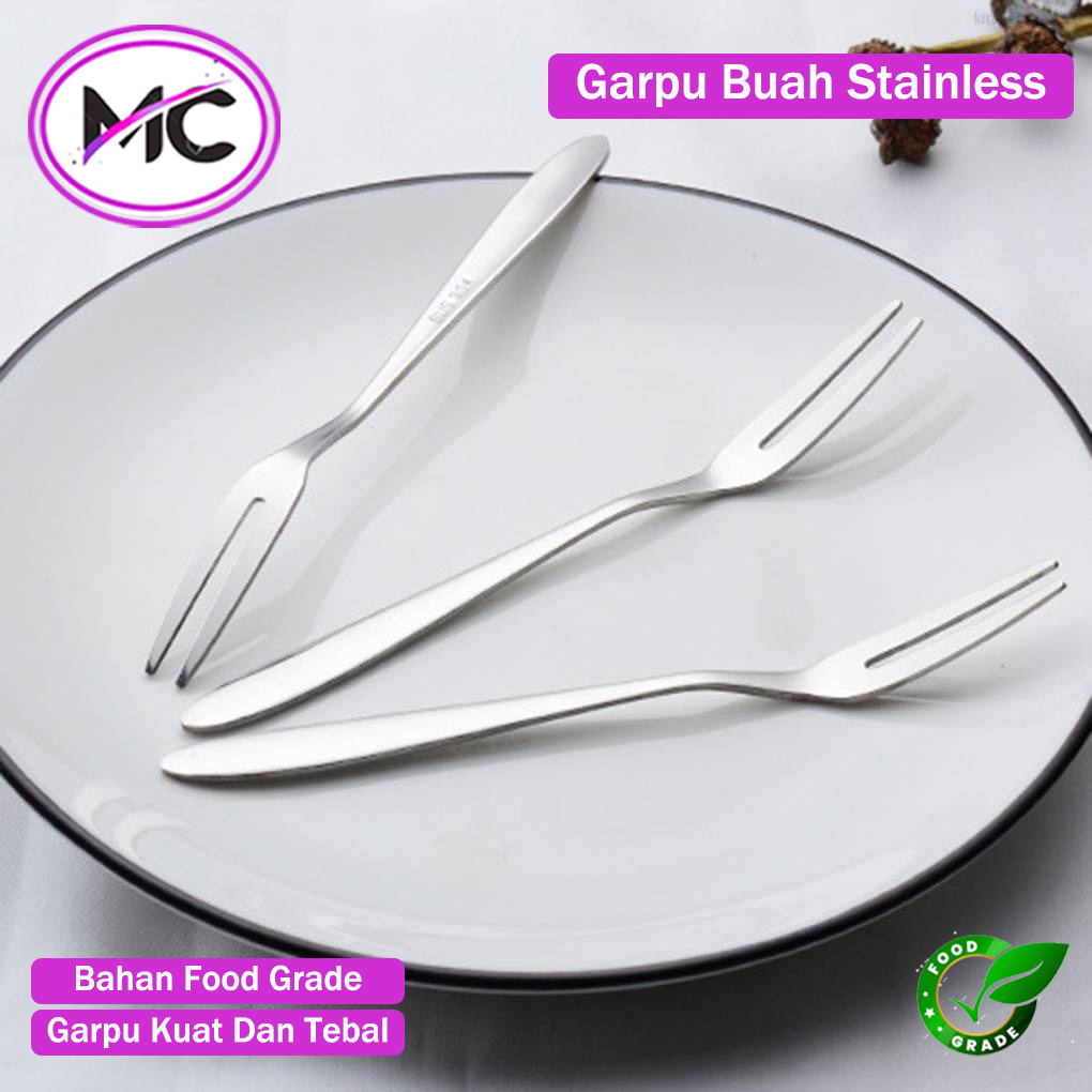 Garpu Buah Mini Stainless Steel Garpu Tusukan Kue Puding Kuat Tebal