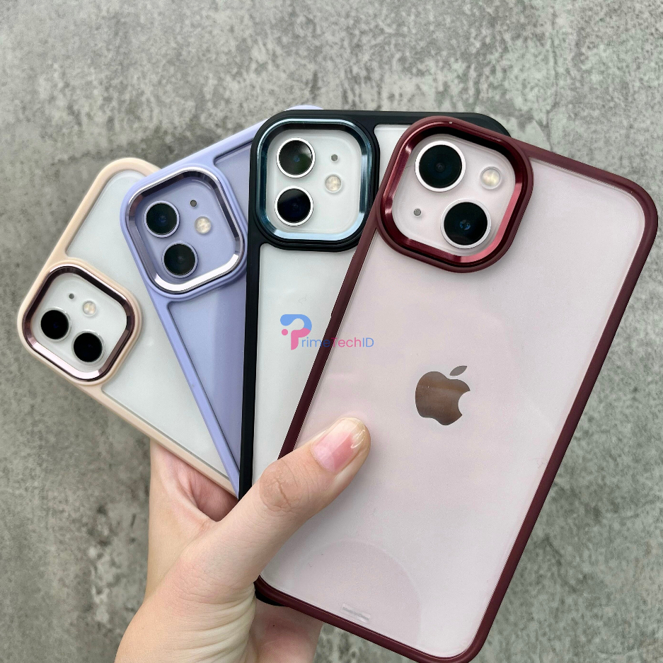 CASE IPHONE MATTE TRANSPARAN ACRYLIC Steel Hybrid Silicone Softcase Fullcover PELINDUNG LENSA METALIK For iphone 11 11 Pro 11 Pro Max 12 12 Pro 12 Pro Max 13 13 Pro 13 PRO PROMAX