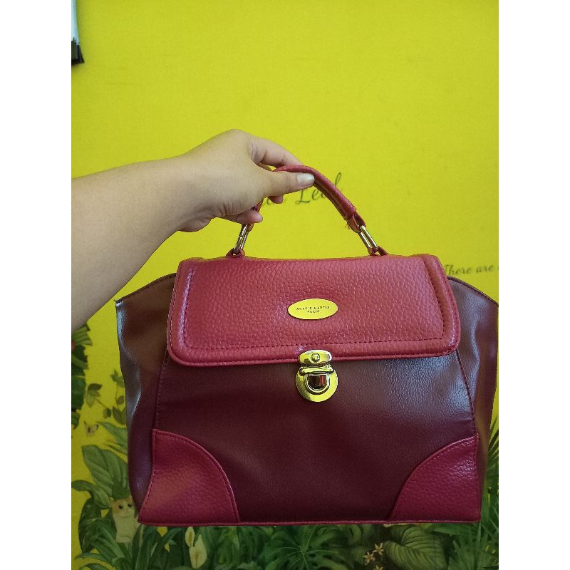 PRELOVED tas SHOPIE MARTIN PARIS ORIGINAL warna maroon