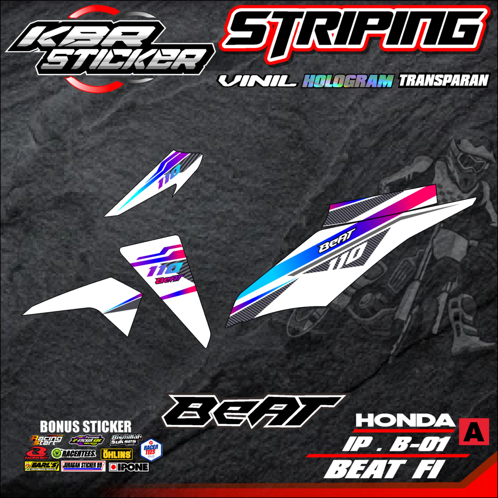 COD Stiker Striping BEAT FI LAMA/ Sticker Variasi List Skotlet Motor Honda BEAT FI LAMA/ KODE IP.B-0