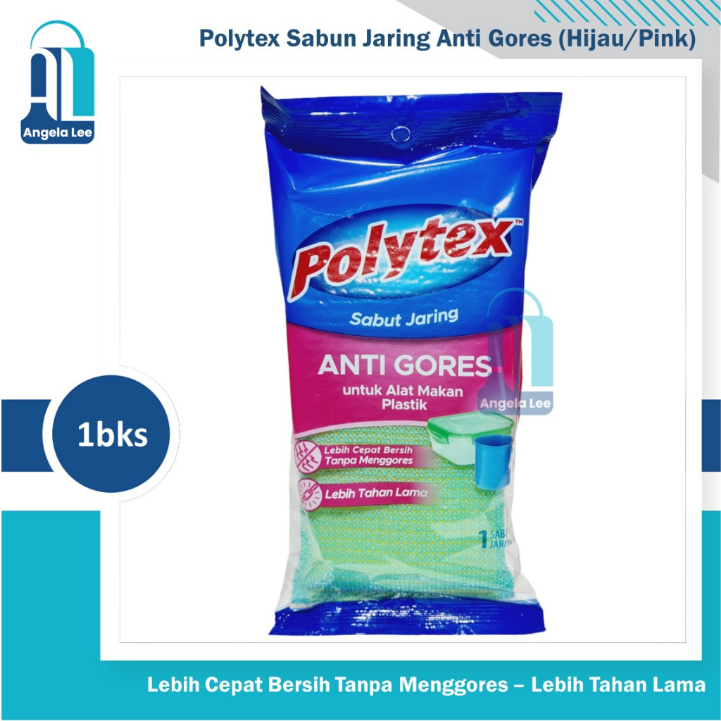 Polytex Sabut Spon Jaring Anti Gores Kawat Stainless Nilon Sabuk sponge busa Cuci Piring ekonomis