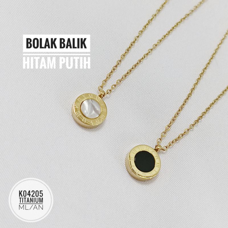 Kalung titanium romawi bolak balik (2 warna) K04205