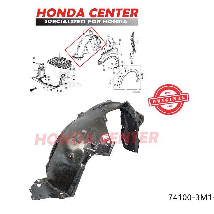 inner linner fender spakbor atas ban depan kiri kanan honda all new hrv 2022 2023