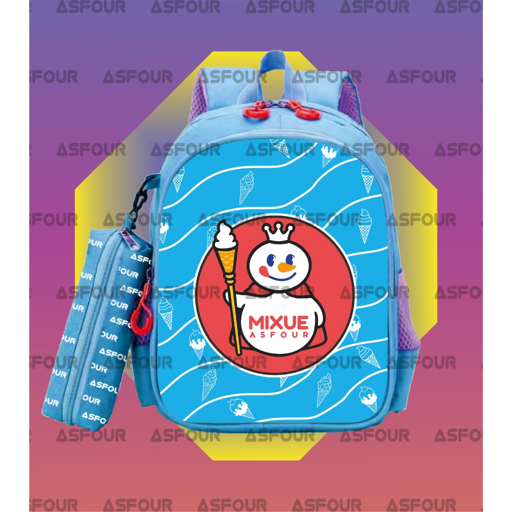 Asfour - MIKSU ICE CREAM Tas Sekolah Anak Ransel Anak Backpack Anak  Ransel Anak PErempuan Lucu Mixu Miksu TK SD SMP PAUD 1 2 3 4 5 COD Bayar di Tempat Gratis Tempat Pensil Bonus Tas Boba Miksue Boba