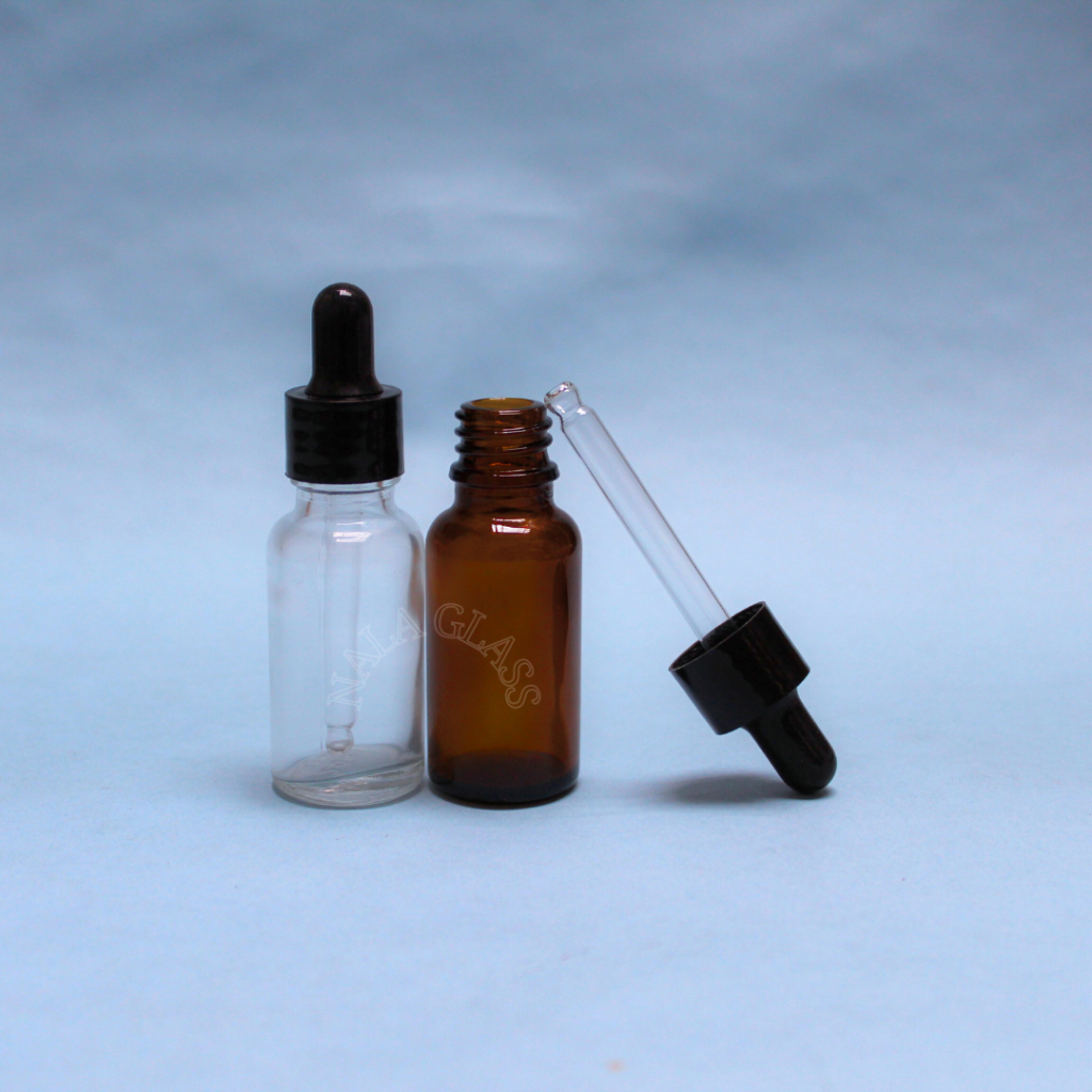 BOTOL PIPET 20ML KACA TEBAL /BOTOL SERUM 20ML RING HITAM SMOOTH