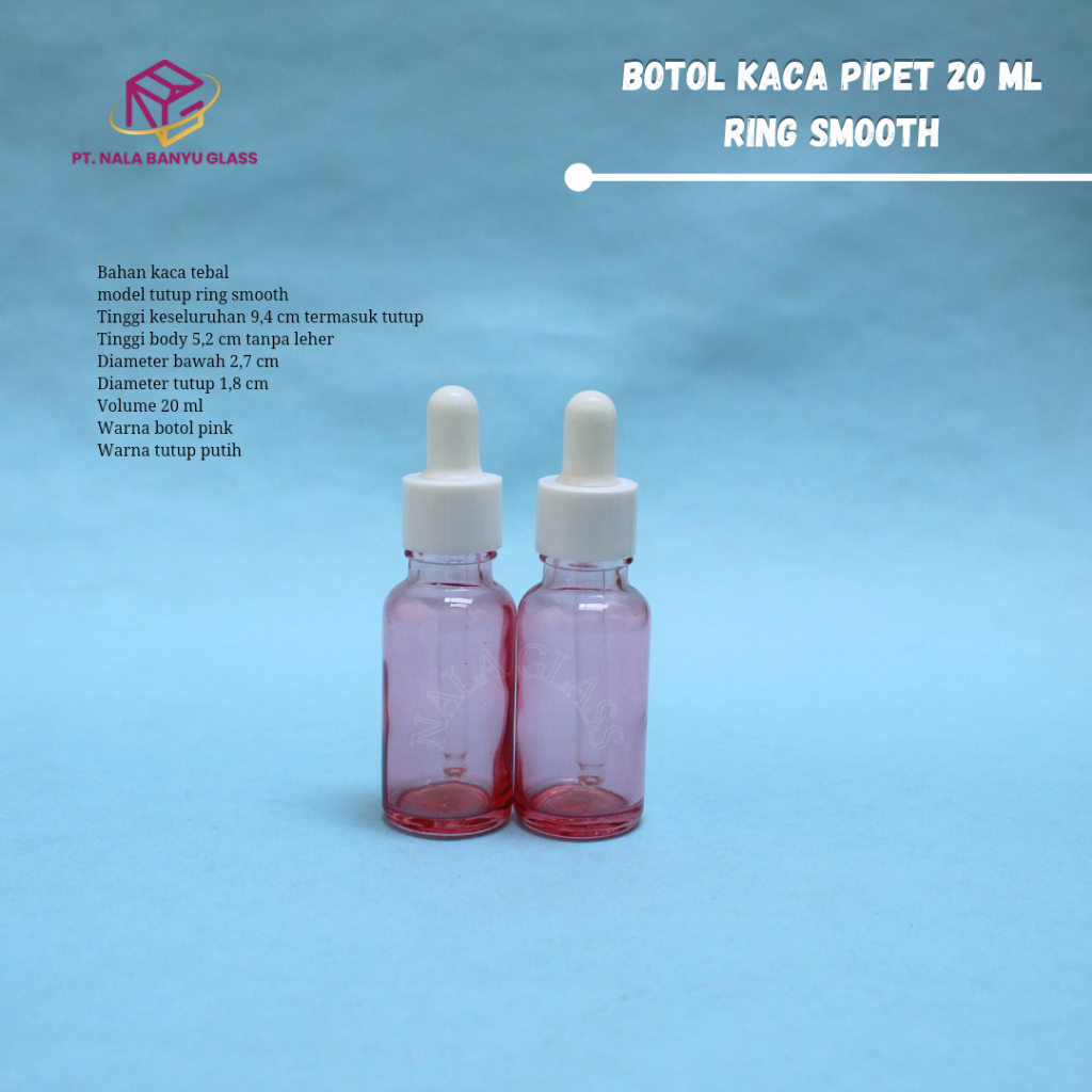 BOTOL PIPET 20ML KACA PINK/BOTOL SERUM 20ML RING SMOOTH