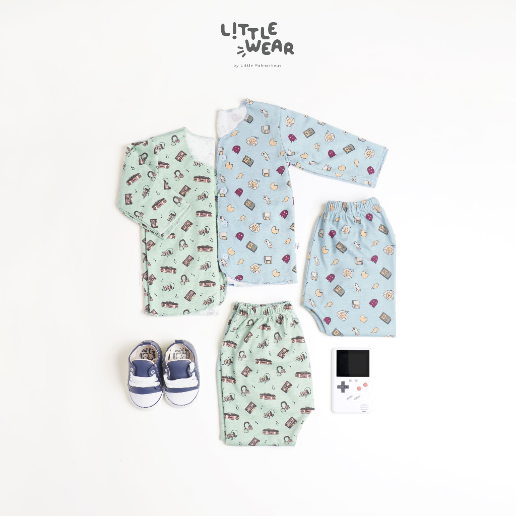 PROMO 11.11 PROMO BAJU LEBARAN LITTLE PALMERHAUS SETELAN PIYAMA PANJANG LITTLE WEAR GAMES RETRO / CINEMA RETRO / MUSIC RETRO LONG SLEEVE BAJU ANAK BAYI 0-12
