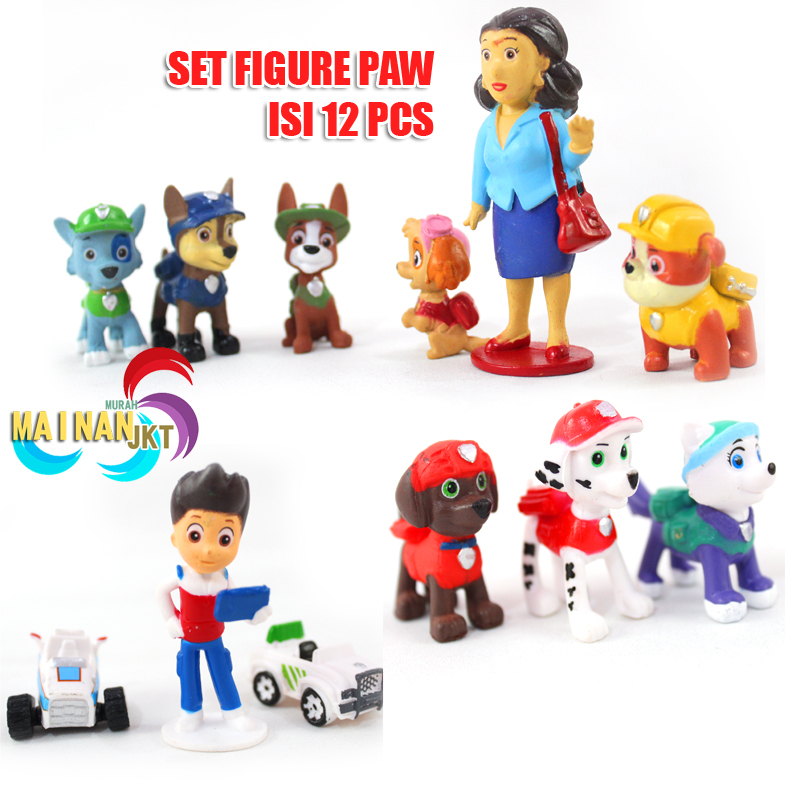 GROSIR MAINAN ANAK ACTION SET IBU WALI KOTA PAW FIGURE PAW PATROL SET 12 PCS MAINAN PAJANGAN MINIATU